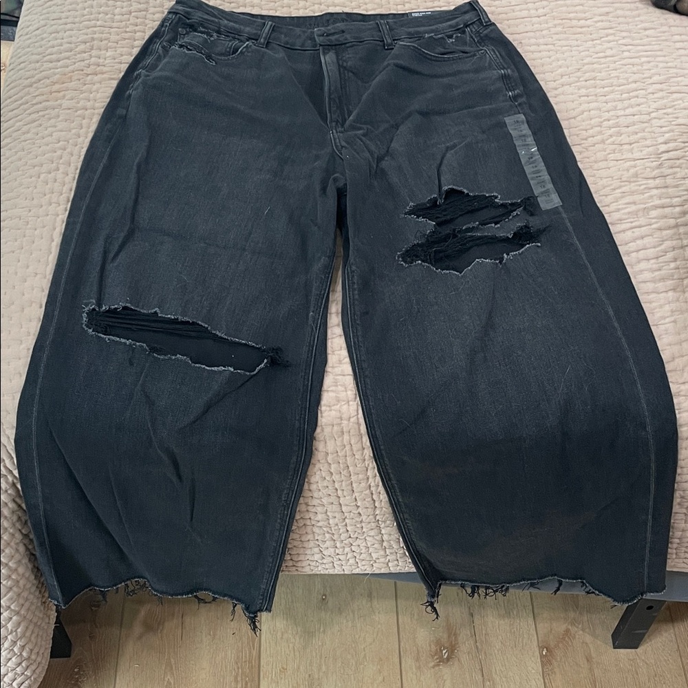 American Eagle Outfitters Black Wide Leg Flare Jeans - Picture 7 of 7